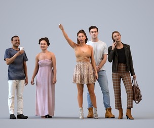 Basics_0266 - Standing A set containing 5 models of male and female adults standing in casual