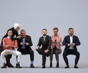 Basics_0269 - Business A set containing 5 models of male and female adults sitting in business