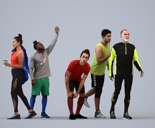 Basics_0270 - Sport A set containing 5 models of male and female adults in sport attire