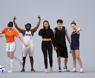 Basics_0271 - Sport A set containing 5 models of male and female adults standing in sport attire
