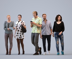 Basics_0272 - Walking A set containing 5 models of male and female adults walking in casual attire