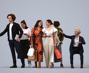 Basics_0273 - Mix A set containing 5 models of male and female adults standing in casual attire