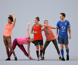 Basics_0274 - Sport A set containing 5 models of male and female adults standing in sport attire
