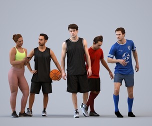 Basics_0275 - Sport A set containing 5 models of male and female adults standing in sport attire