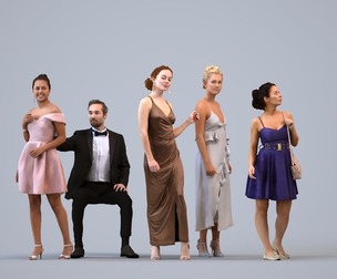 Basics_0276 - FormalAffairs A set containing 5 models of male and female adults in formal attire