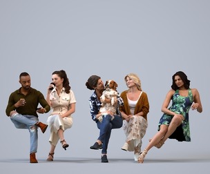 Basics_0277 - Sitting A set containing 5 models of male and female adults sitting in casual attire
