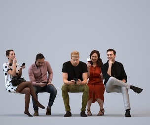 Basics_0279 - Sitting A set containing 5 models of male and female adults sitting in casual attire