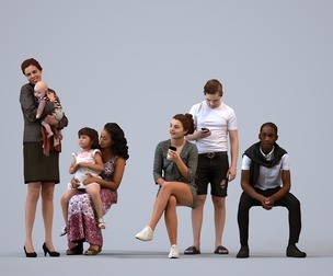 Basics_0280 - Kids A set containing 5 models of male and female teens in casual attire