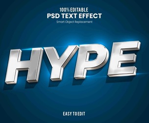 3D Hype PSD Fully Editable Text Effect. Layer Style PSD Mockup Template