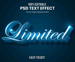 3D Limited PSD Fully Editable Text Effect. Layer Style PSD Mockup Template