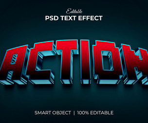 3D Action PSD Fully Editable Text Effect. Layer Style PSD Mockup Template