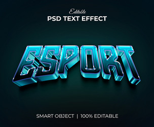 3D Esport  PSD Fully Editable Text Effect. Layer Style PSD Mockup Template