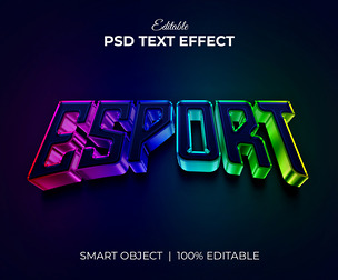 3D Esport PSD Fully Editable Text Effect. Layer Style PSD Mockup Template