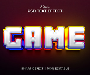 3D Game PSD Fully Editable Text Effect. Layer Style PSD Mockup Template