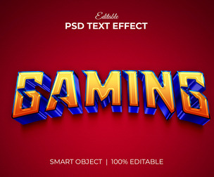 3D Gaming PSD Fully Editable Text Effect. Layer Style PSD Mockup Template