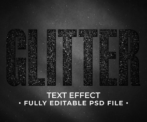 Glitter PSD Fully Editable Text Effect. Layer Style PSD Mockup Template