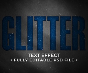 Glitter PSD Fully Editable Text Effect. Layer Style PSD Mockup Template