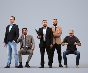 Basics_0283 - Business A set containing 5 models of male adults standing in business attire in