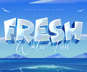 3D Fresh PSD Fully Editable Text Effect. Layer Style PSD Mockup Template