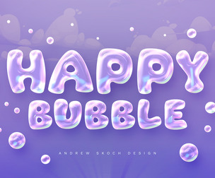 3D Happy Buble PSD Fully Editable Text Effect. Layer Style PSD Mockup Template