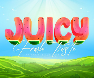 3D Juicy PSD Fully Editable Text Effect. Layer Style PSD Mockup Template