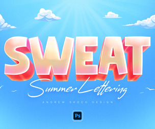 3D Sweat PSD Fully Editable Text Effect. Layer Style PSD Mockup Template