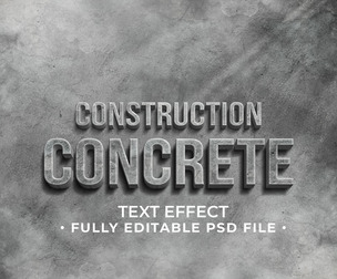 3D Concrete PSD Fully Editable Text Effect. Layer Style PSD Mockup Template