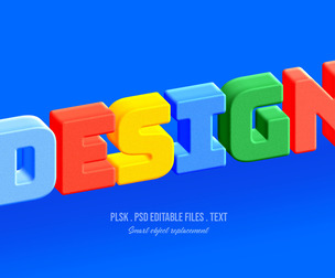 3D Design PSD Fully Editable Text Effect. Layer Style PSD Mockup Template