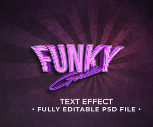 3D Funky PSD Fully Editable Text Effect. Layer Style PSD Mockup Template