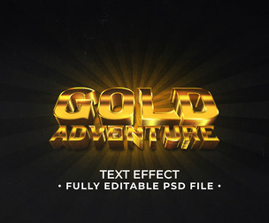 3D Gold Adventure PSD Fully Editable Text Effect. Layer Style PSD Mockup Template