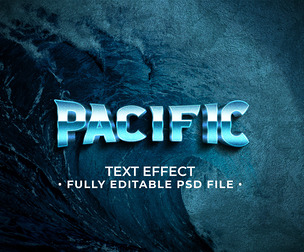 3D Pacific PSD Fully Editable Text Effect. Layer Style PSD Mockup Template