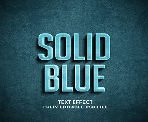 3D Solid Blue PSD Fully Editable Text Effect. Layer Style PSD Mockup Template