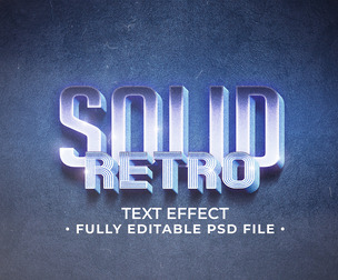 3D Solid Retro PSD Fully Editable Text Effect. Layer Style PSD Mockup Template