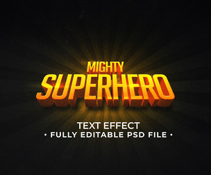 3D Superhero PSD Fully Editable Text Effect. Layer Style PSD Mockup Template