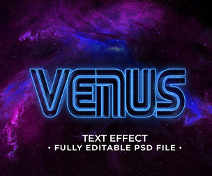 3D Venus PSD Fully Editable Text Effect. Layer Style PSD Mockup Template