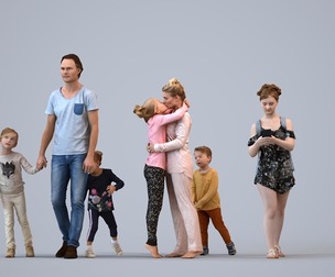 Basics_0287 - Kids A set containing 5 models of male and female children in casual attire in public