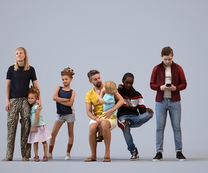 Basics_0288 - Kids A set containing 5 models of male and female children standing in casual attire