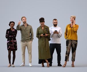 Basics_0289 - Standing A set containing 5 models of male and female adults standing in casual