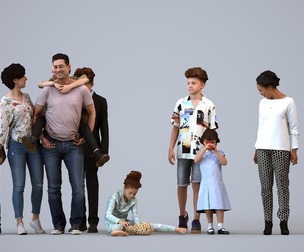 Basics_0292 - Kids A set containing 5 models of male and female children standing in casual attire