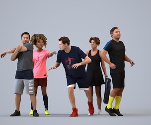 Basics_0294 - Sport A set containing 5 models of male and female adults standing in sport attire