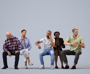 Basics_0295 - Sitting A set containing 5 models of male and female adults sitting in casual attire