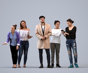 Basics_0297 - Standing A set containing 5 models of male and female adults standing in casual