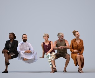 Basics_0299 - Sitting A set containing 5 models of male and female adults sitting in business