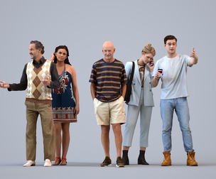 Basics_0300 - Standing A set containing 5 models of male and female adults standing in casual