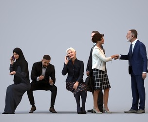 Basics_0303 - Business A set containing 5 models of male and female adults standing in business
