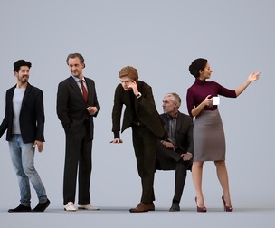 Basics_0304 - Business A set containing 5 models of male and female adults standing in business