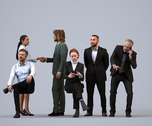 Basics_0305 - Business A set containing 5 models of male and female adults standing in business