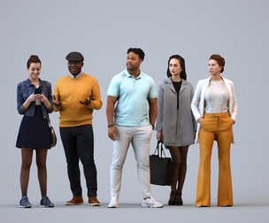 Basics_0307 - Standing A set containing 5 models of male and female adults standing in casual