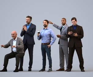 Basics_0308 - Business A set containing 5 models of male adults standing in business attire in