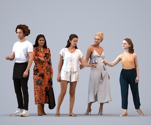 Basics_0309 - Door A set containing 5 models of male and female adults walking in casual attire in